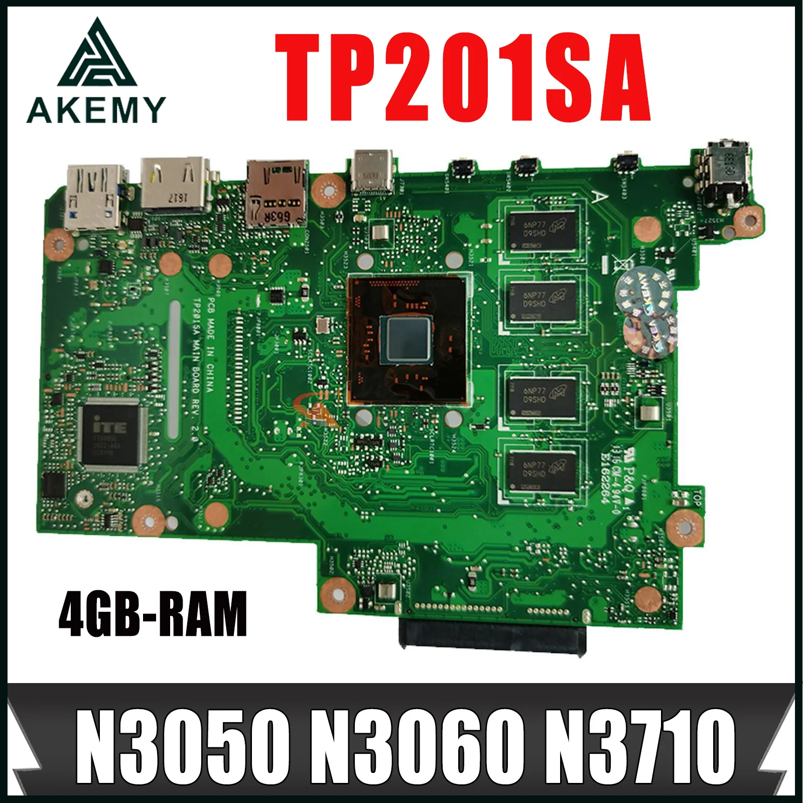 

Notebook TP201S Mainboard For ASUS Flip VivoBook TP201 J201SA TP201SA Laptop Motherboard N3050 N3060 N3710 CPU 4GB-RAM