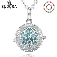 eudora 18mm harmony ball lotus flower crystal cage pendant necklace angel caller baby bola fashion pregnant jewelry for women