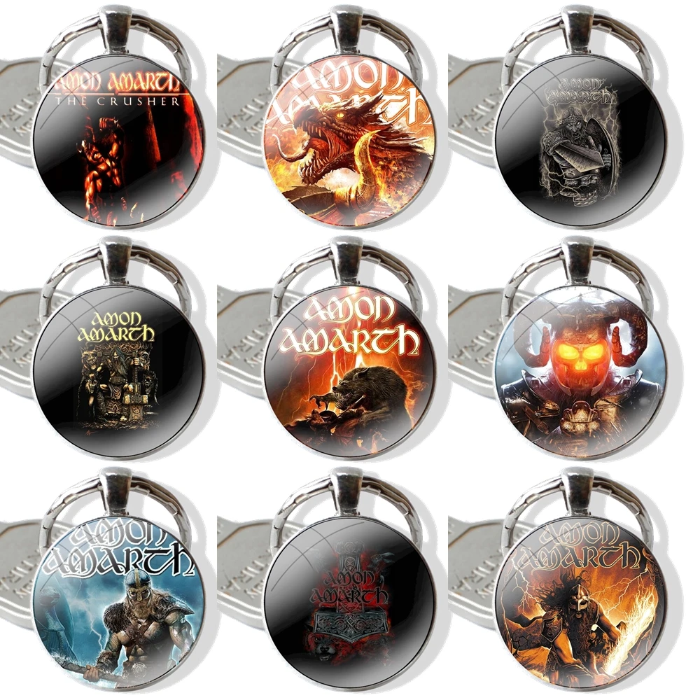 Amon Amarth огонь птица рок группа мультфильм дизайн креативный Модный кулон автомобильные брелки ручной работы стеклянный кабошон брелок