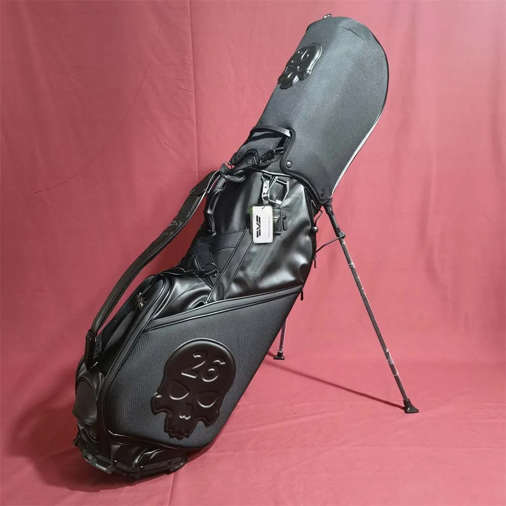 

2023 NEW Golf Bag with Rack Skeleton Stand Package Darkness Skull 26 Black Color Sports Golf Clubs Bag