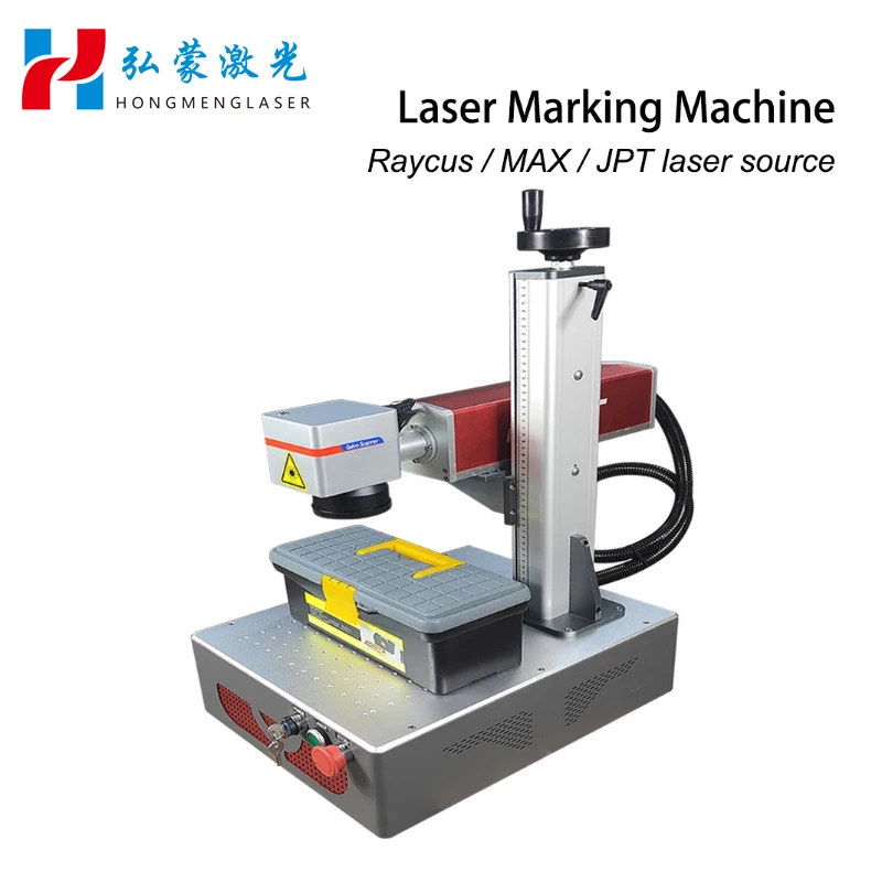 20W China Cheapest Portable Fiber Laser Marking Machine With Rotary Price Complimentary worktable, rotating head and fixture