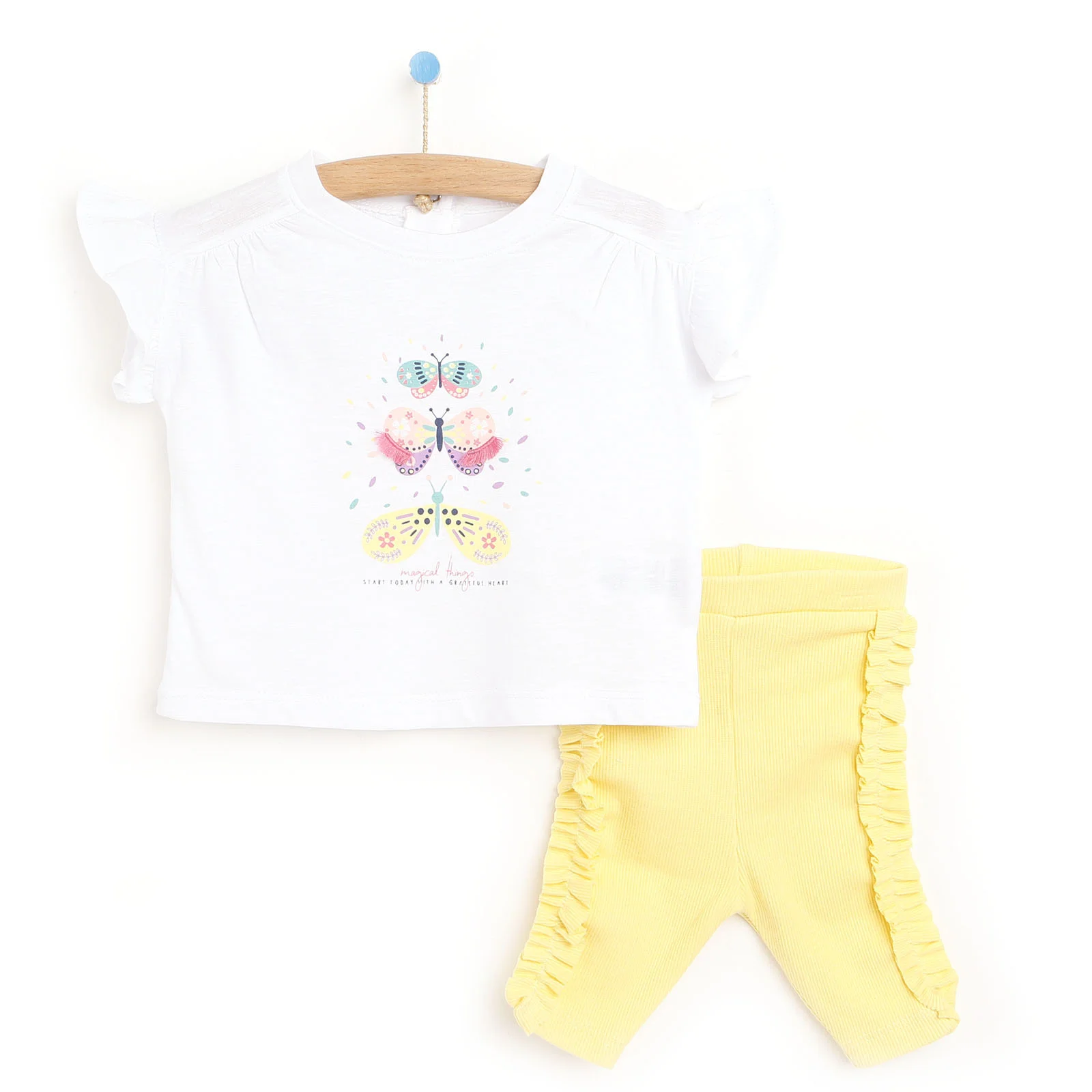 

ebebek HelloBaby 2022 New Season Baby Clothes Secret Garden Kız Bebek Baskılı Pileli Tshirt- Fırfırlı Tayt