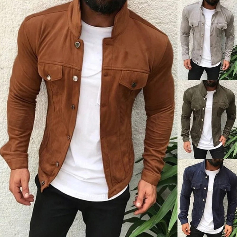 

Men's Casual Slim Fit Multi-Button Utility Pocket Jacket