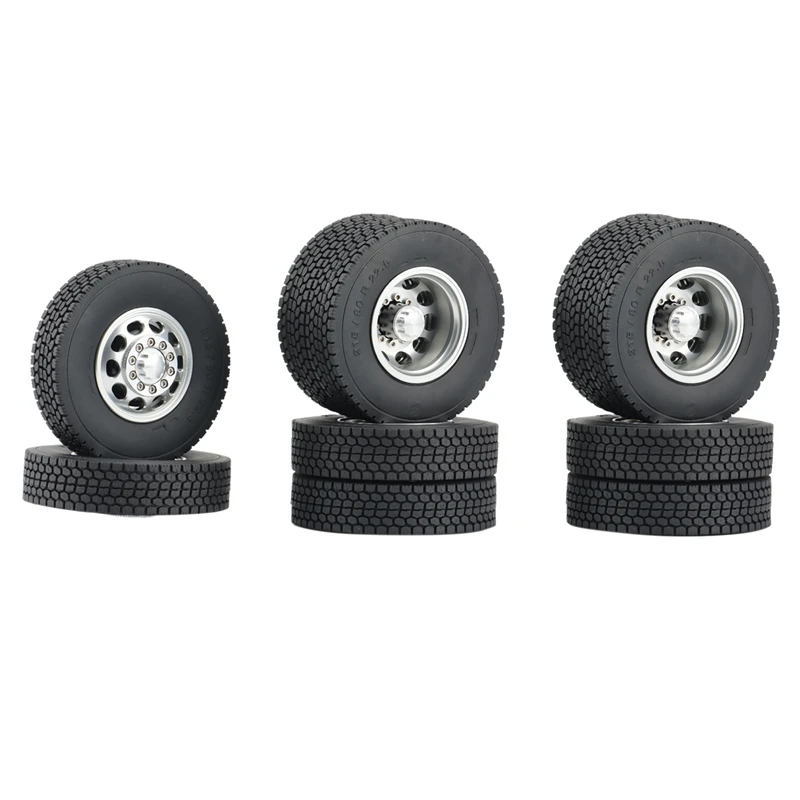 

Metal Front & Rear Wheel Rims Hub with 22mm Rubber Tires for 1/14 Tamiya SCANIA Semi RC Trailer Tractor Truck Car Parts