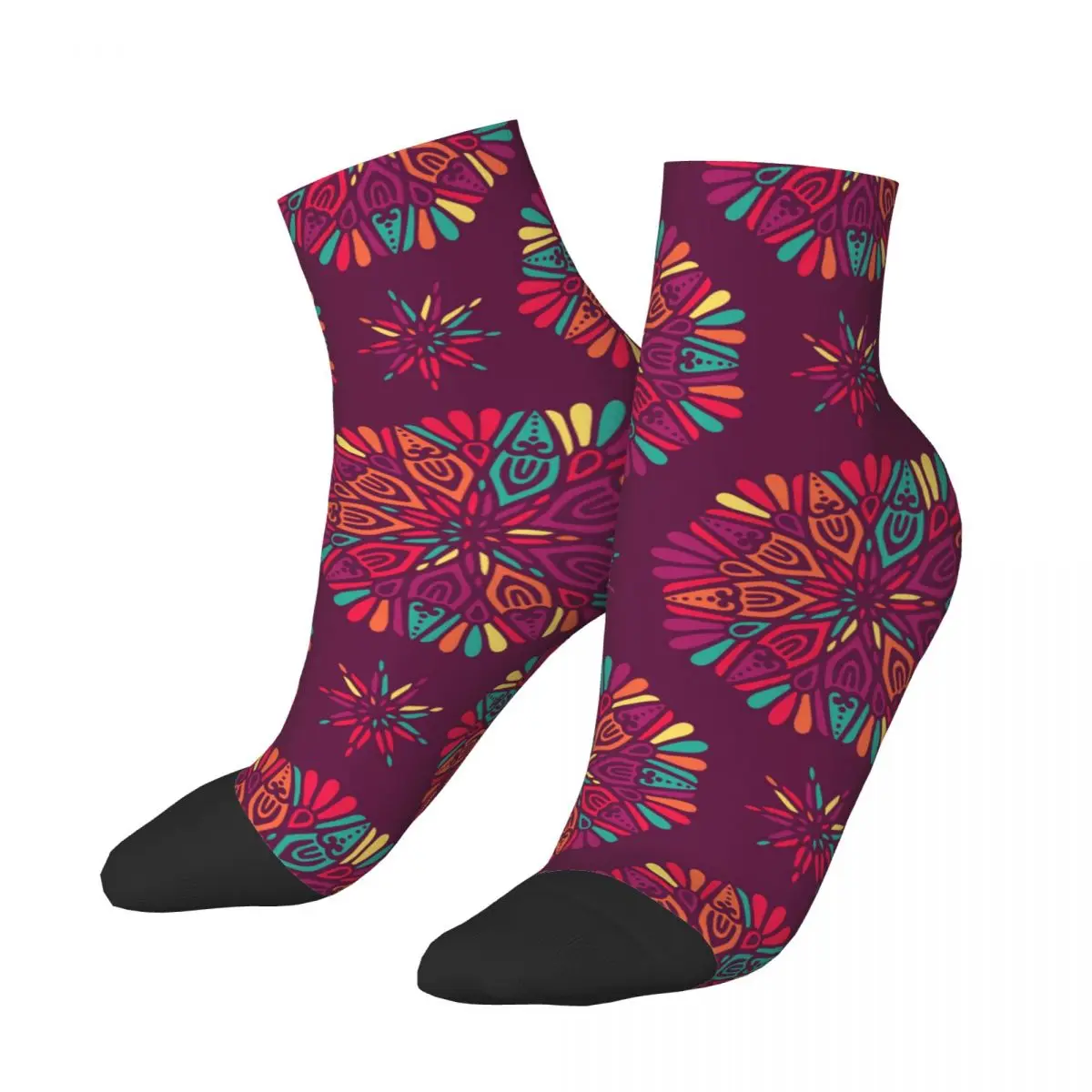 

Socks Polyester Low Tube Indian Floral Paisley Socks Breathable Casual Short Sock