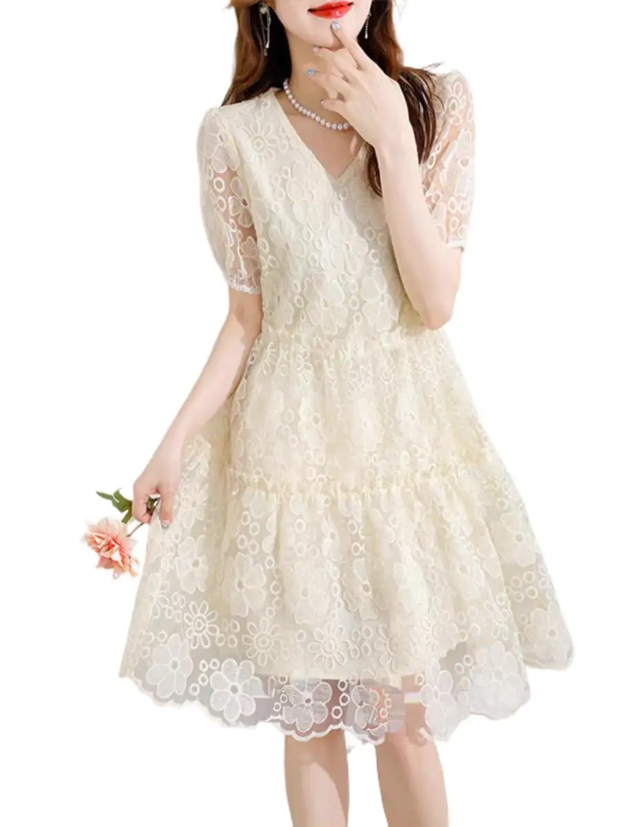 

2023 Women's Clothing V-neck temperament show thin dress 0805