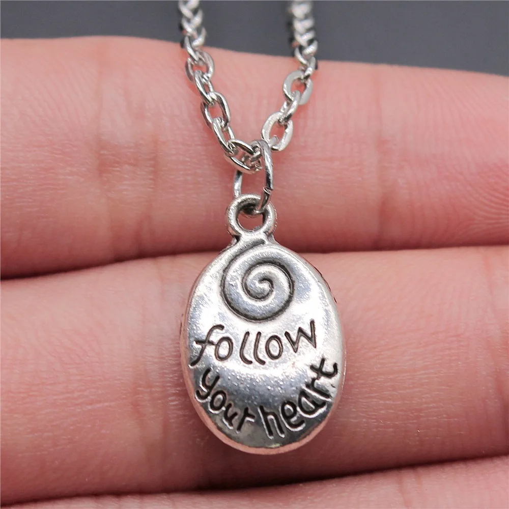 

Dropshipping 2 Colors 20x12mm Follow Your Heart Pendant Necklace Jewelry For Women
