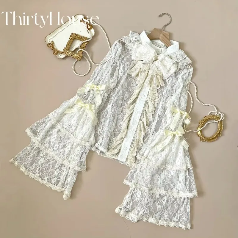 Рубашка с длинными рукавами в стиле ретро Jirai Kei осенняя рубашка универсального