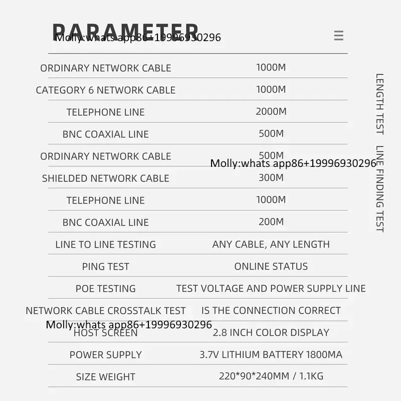 Фото Многофункциональный тестер сетевых кабелей NF-8601W (RJ45, RJ11, BNC, POE, PING) с функцией проверки перекрестных помех и трассировщиком проводки №5