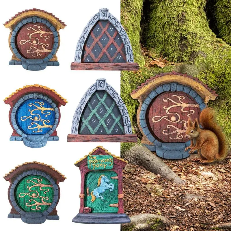 

Fairy Door For Tree Window Door Art Tree Sculpture Statues Ornament Miniature Sculpture Decoration For Yard Trees Kids Room