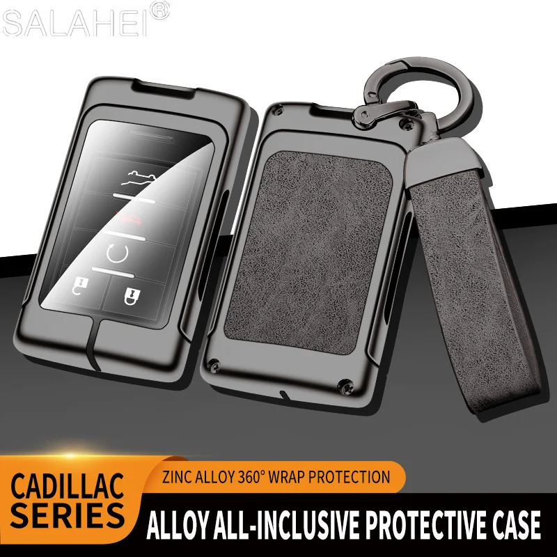 

Zinc Alloy+Leather Car Smart Key Case Cover Shell Fob For Cadillac CTS ATS 28T CTSV XTS DTS SLS SRX XLS STS Escalade Accessories