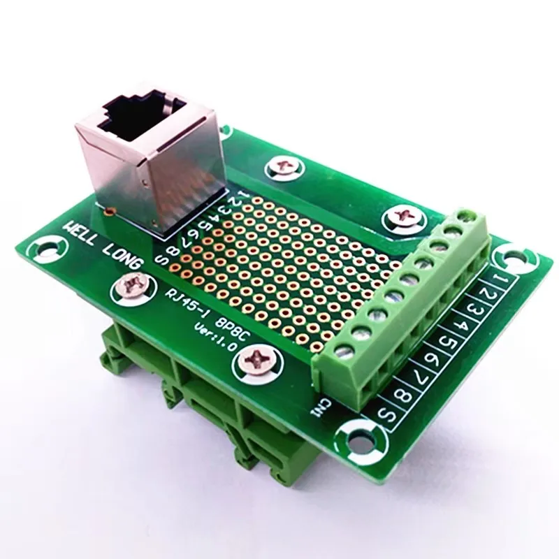 RJ45 8P8C Прямоугольный разъем с экранирующей коммутационной платой Buss клеммной