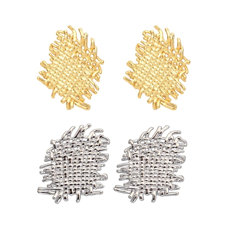 

Geometry Irregular Woven Texture Stud Earrings for Women Girl Party Jewelry Gift