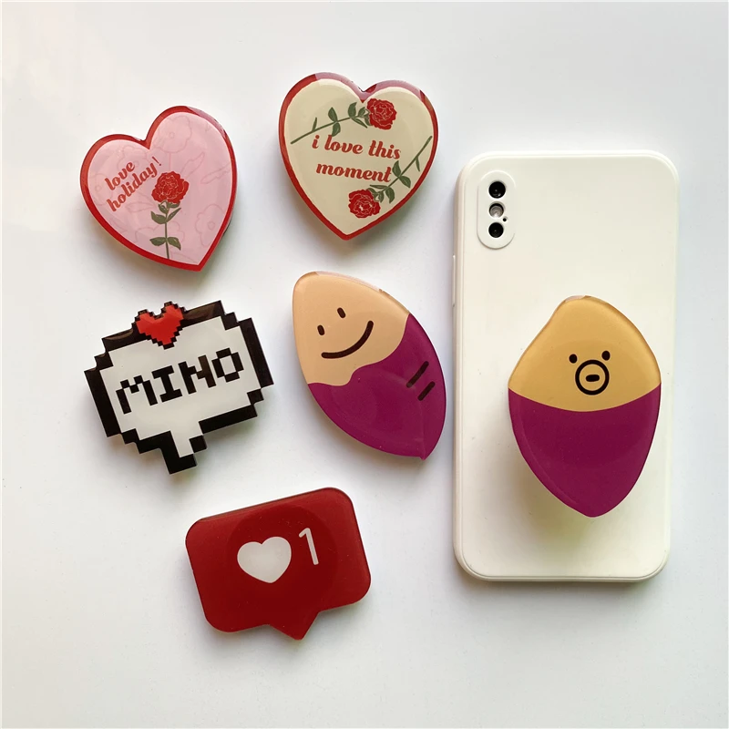 

Phone Holder Finger Ring Foldable Griptok Universal Socket Glossy Popular Purple Potato Heart Puppy Stretch Expandable Grip Tok