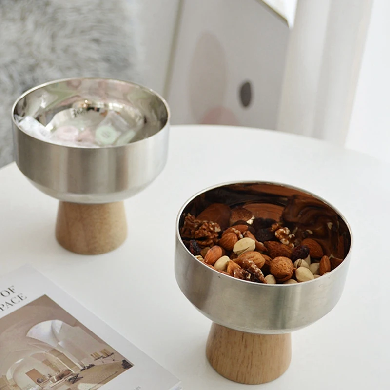 2 шт. поднос из нержавеющей стали на деревянной основе |