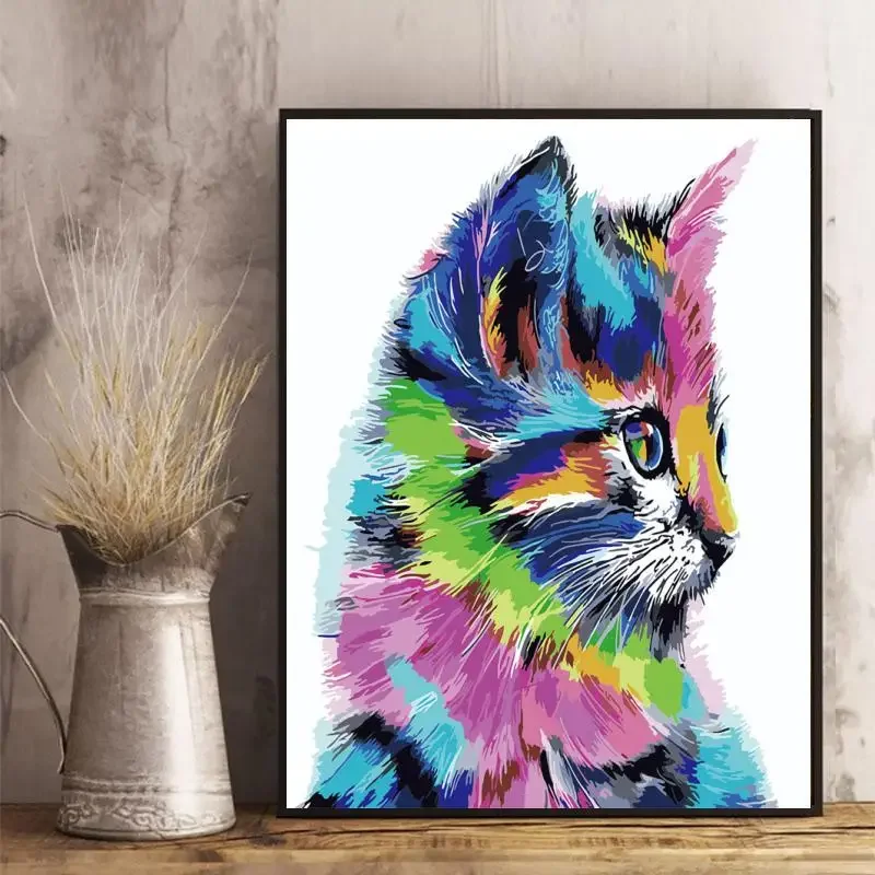 Картина по номерам сделай сам красочные кошки милые котята животные цифровая