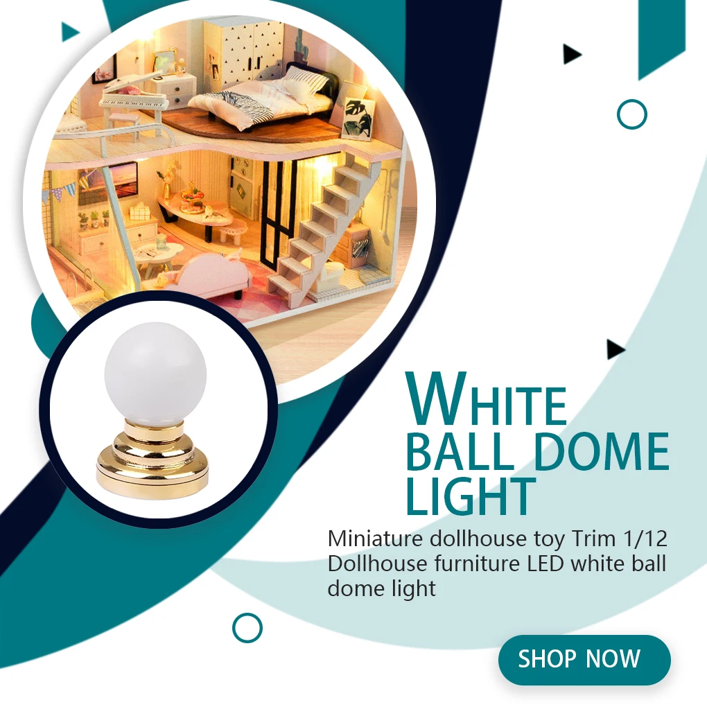 

LED White Ball Dome Light Miniature Trim Retro Chandelier Decor Toy Head Flower Ceiling Lamp Exquisite Appearance