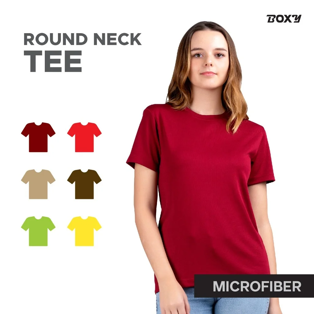 

Boxy Microfiber Dri Fit Round Neck T-shirts for Unisex - Maroon / Red / Khaki / Dark Brown / Apple Green / Yellow