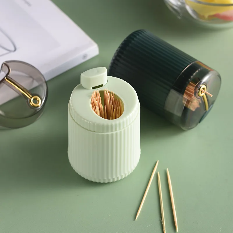 

Simple Toothpick Box Toothpick Dispenser Ceative Push Automatic Eject Toothpick Jar Holder Household Convenient Gift Home Gadget