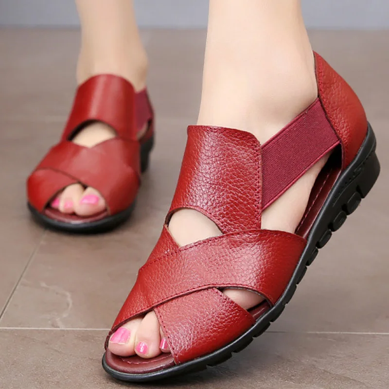 

2022 New Large Size 35-42 Ladies Wedge Sandals Shallow Non-slip Fashion Summer Shoes Women Soft Hard-wearing Sandals Female