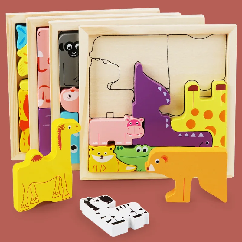 

Animals 3d Puzzles Board Games Baby Toys Montessori Materials Wooden Stack Bricks Educational Toys For Children Balance Puzzle