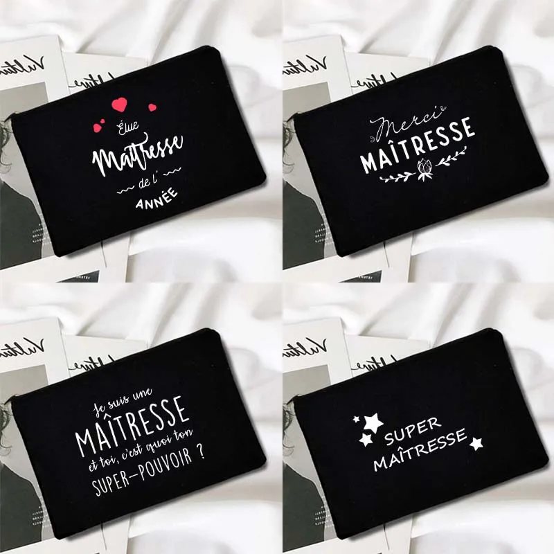 

Thank You Mistress Makeup Bag Women Cosmetic Case Travel Toiletries Storage Pouch Black Pencil Bag Clutch Bag Gift for Teacher