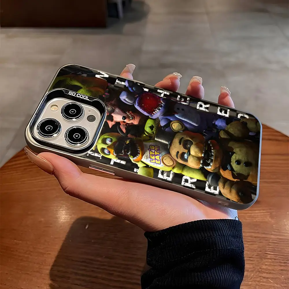 Чехол для телефона Fnaf Five-nights-At-Freddys матовый серебристый чехол Iphone 16 15 14 Pro 13 12 Plus 11 7