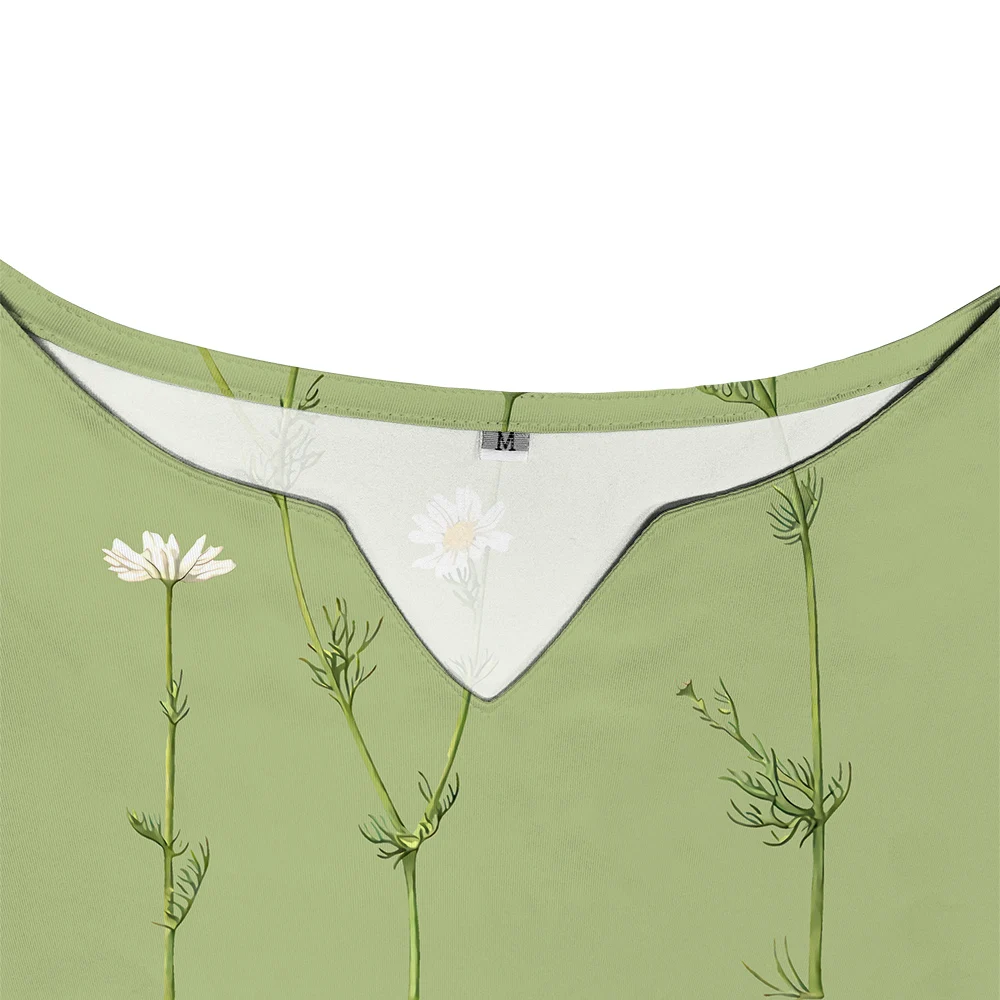 Женское платье свободного кроя CLOOCL повседневное зеленое с коротким рукавом