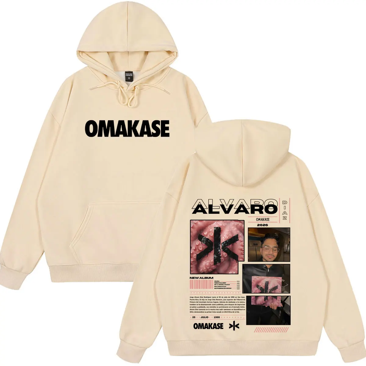 Фото Худи Alvaro Diaz Omakase Album 2026 Tour Merch для мужчин и женщин, высококачественный пуловер в стиле хип-хоп, зимняя толстовка с длинными рукавами, повседневная толстовка №1