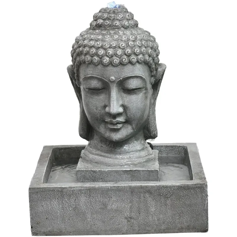 

Hanover 20.5-In. Buddha Head Indoor or Outdoor Garden Fountain with LED Lights for Patio, Deck, Porch, HAN018BUDDHA-01