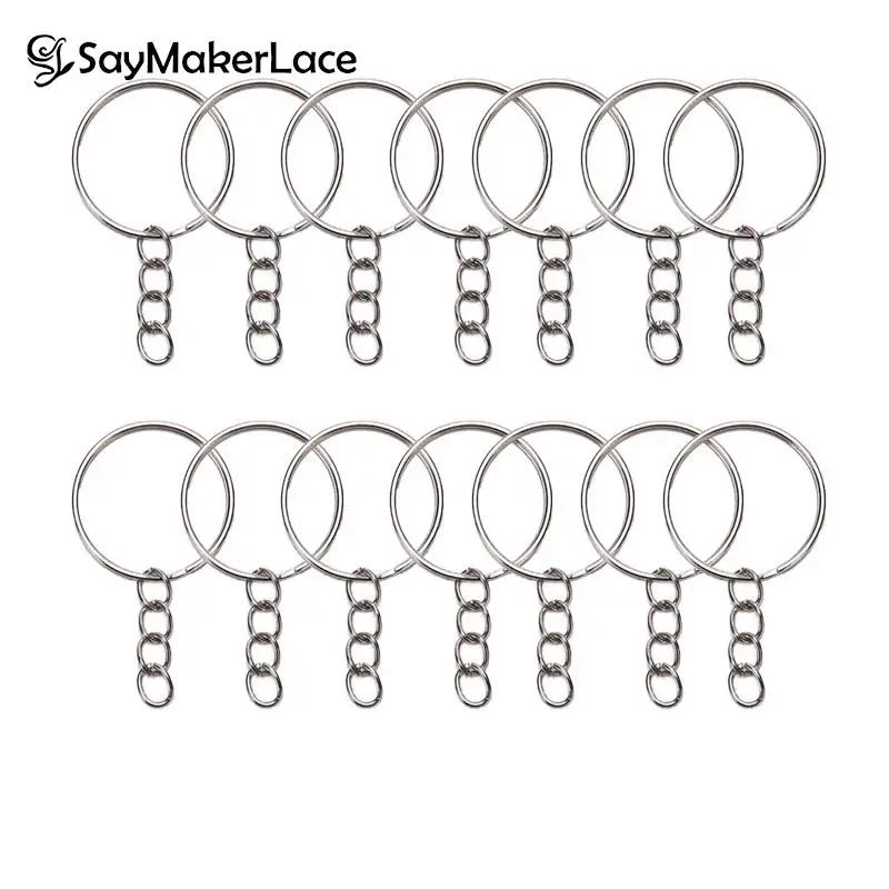 

Полированный брелок для ключей диаметром 25 мм, 50 шт./лот, с разрезом, с коротким кольцом-цепочкой, для женщин и мужчин, «сделай сам», аксессуар...