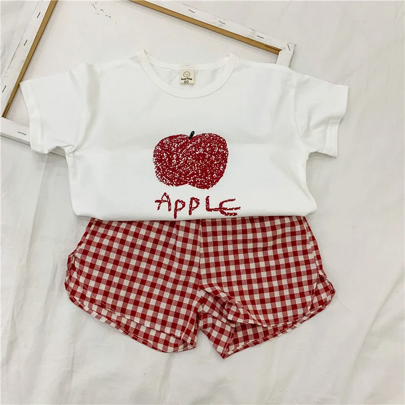 Костюм для девочек футболка + шорты хлопок 2 шт./компл. 2022 недорогая весенне-летняя