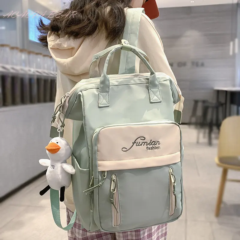 

Preppy Style Women Backpack Candy Color Waterproof School Bag Teenagers Girls Patchwork College Backpack Female Rucksack Mochila