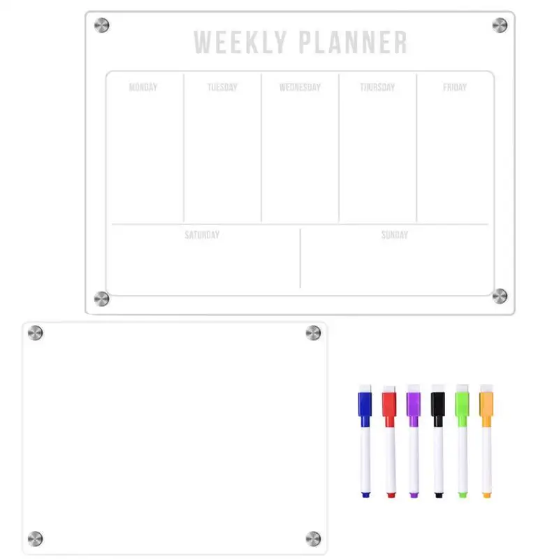 

Магнитная доска для заметок, Еженедельный план для письма, акриловая доска, магнитные календари для холодильника, магнитная доска для сухого стирания холодильника