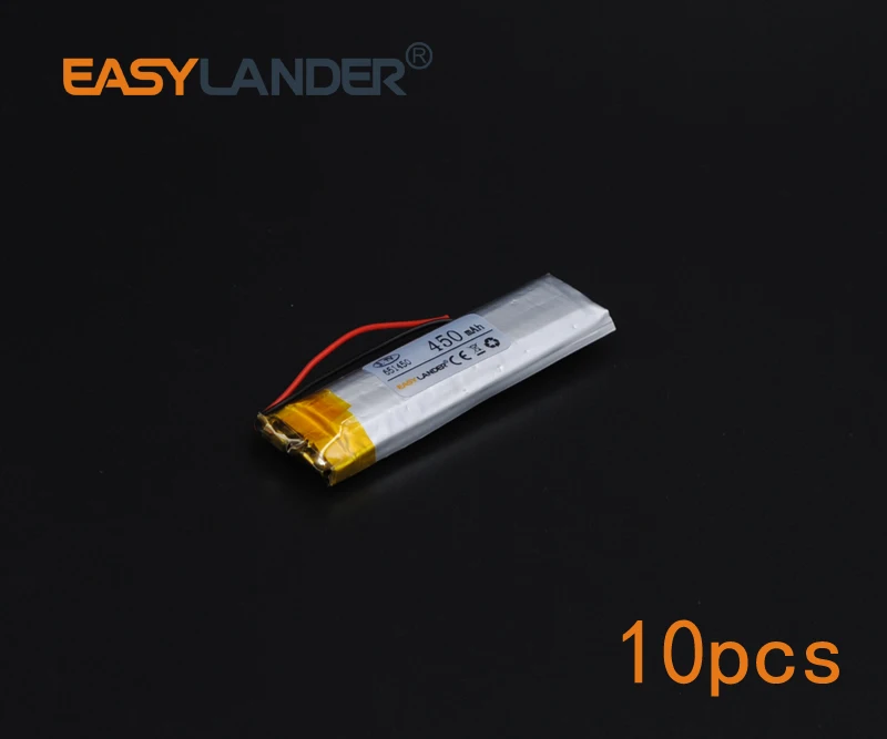 

10pcs/Lot 3.7V 450mAh 651450 Rechargeable li Polymer Li-ion Battery For bluetooth headset mp3 speaker mouse recorder wristband