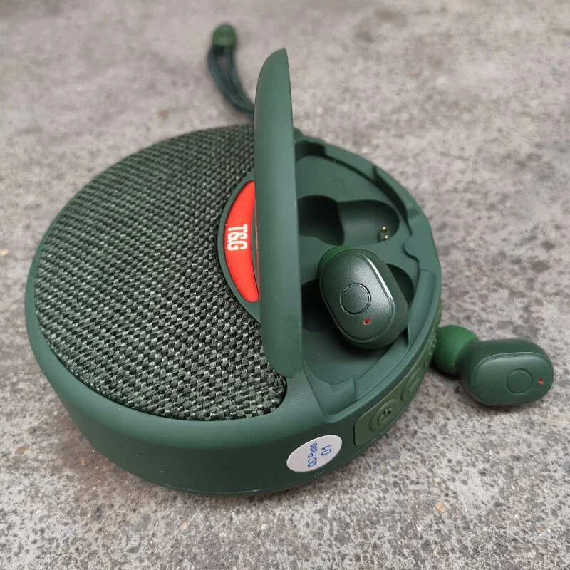 2 In 1 Bluetooth Speaker + Headset Wireless 3D Stereo Subwoofer Music Sports In-Ear Earphone Support TF Card FM Radio