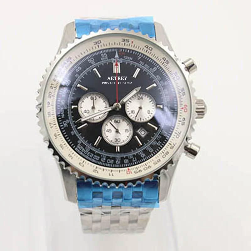 

46MM Mens Watch Quartz Chronograph Movement Stainsteel Steel Mens Wristwatches