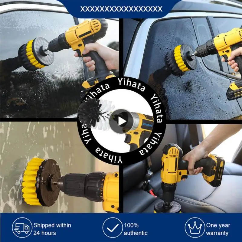 

Round Plastic Scrubber Brushes 2/3.5/4/5 Auto Tires Cleaning Brush Attachment Set With Extender Bathroom Cleaning Kit Brush