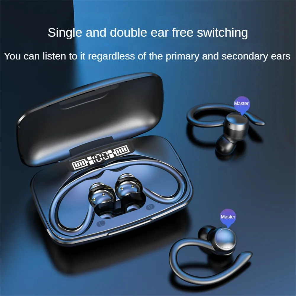 

TWS T82 Wireless Headphones Display Power Earphones Noise Canceling Ear-Hanging Sports bluetooth-compatible Headphones