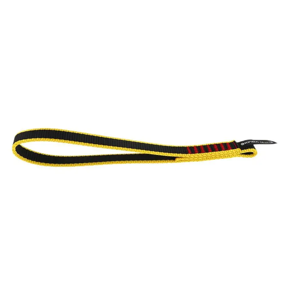 

22KN Rock Climbing Quick Draw Sling Mountaineering Webbing Strap 25cm Yellow