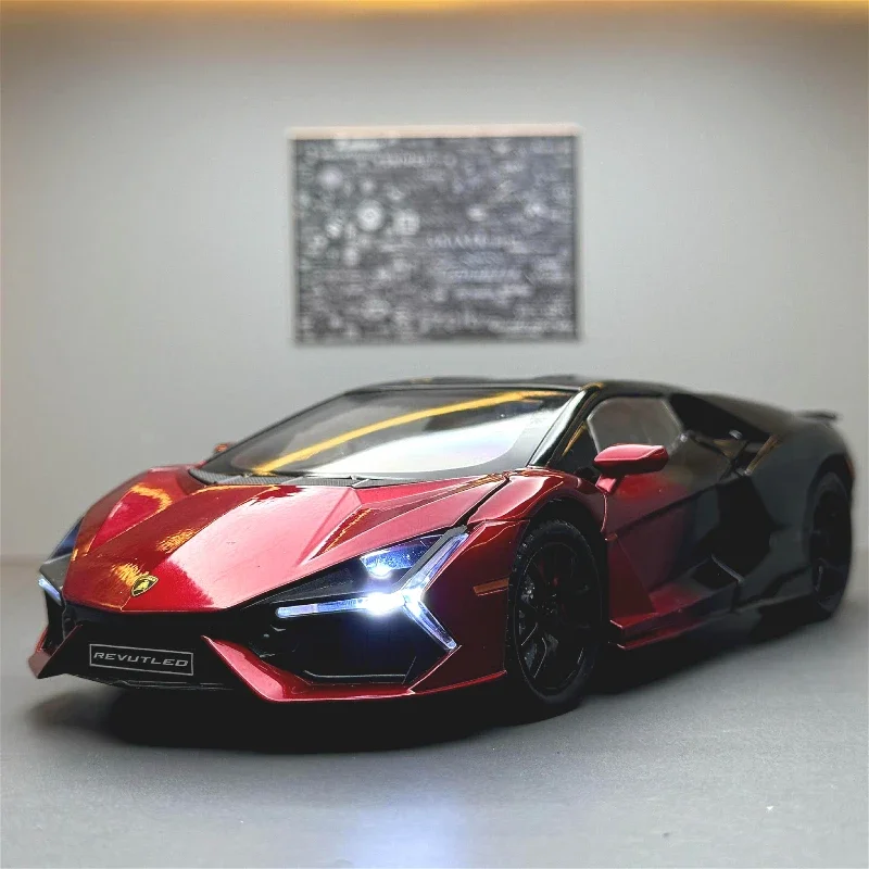Симуляция 1:24 Lamborghini Revuelto супер модель автомобиля со звуком и светом для детей