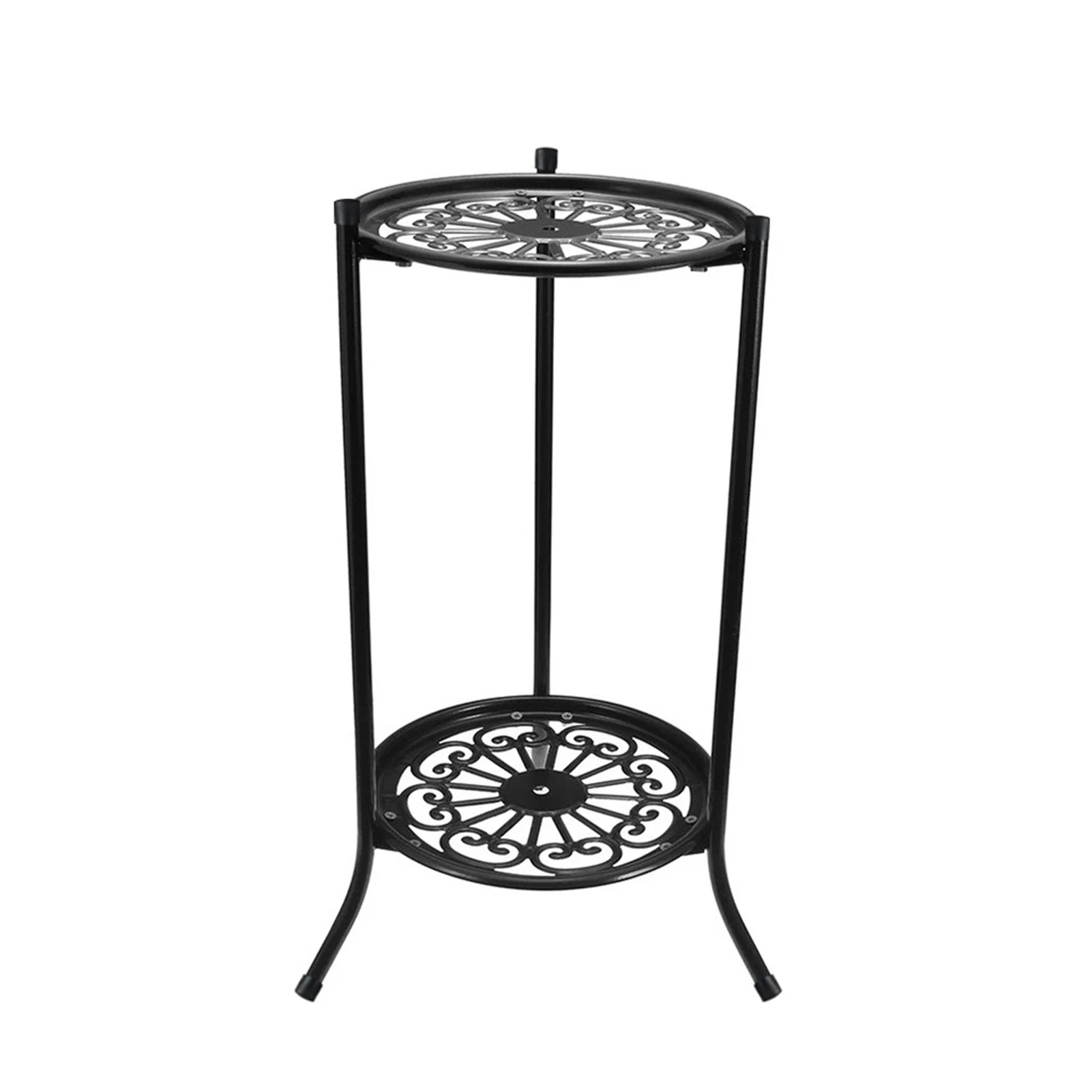 

Home Decor Iron Art Indoor Outdoor With Screws Potted Plant Stand Round Modern Wedding Durable Garden Patio Double Layer