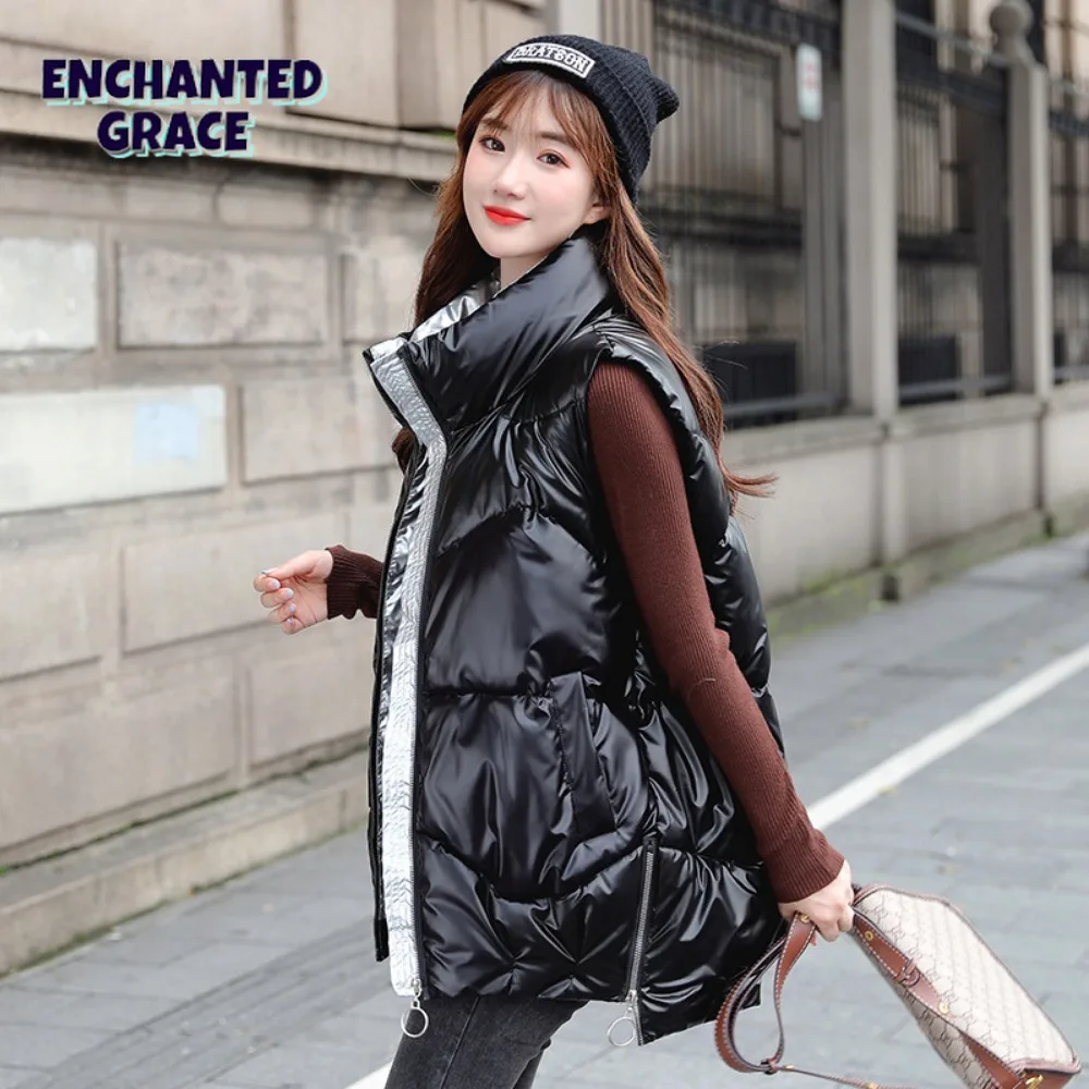 

EnchantedGrace 2023 Fashion Winter Coat Women Hooded Warm Vest Plus Size Candy Color Cotton Jacket Female Women Wadded Feminina