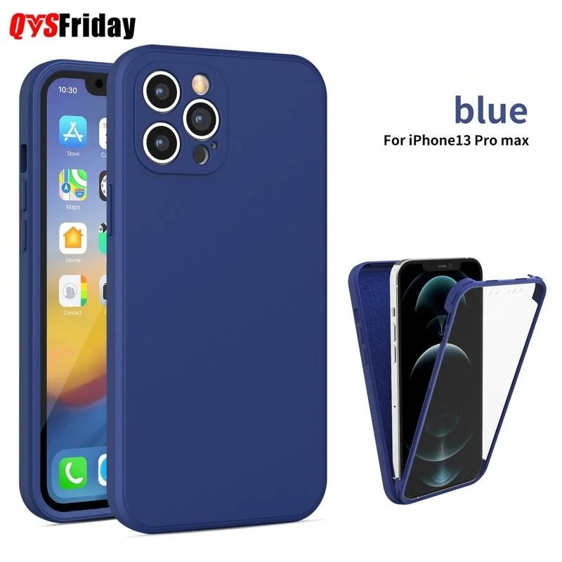 

Чехол для iPhone 13 12 11 Pro Max 13 X XS XR 8 7 Plus SE 2020, силиконовая пленка из поликарбоната с передней рамкой, пленка из ПЭТ 360, полноразмерный противоударн...