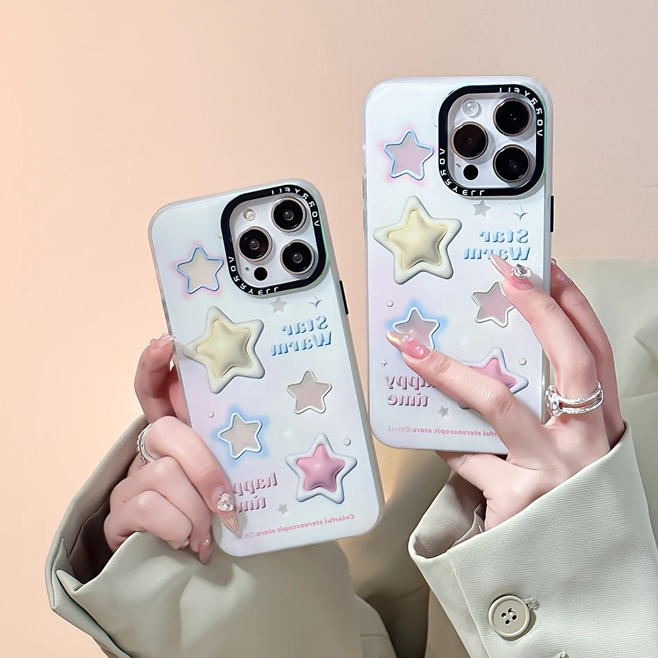 

For iPhone 14 Pro Max Case Ins Hollow Out Color Star Laser Vitality Case For iPhone 13 12 11 Pro Max Shockproof Soft Cover