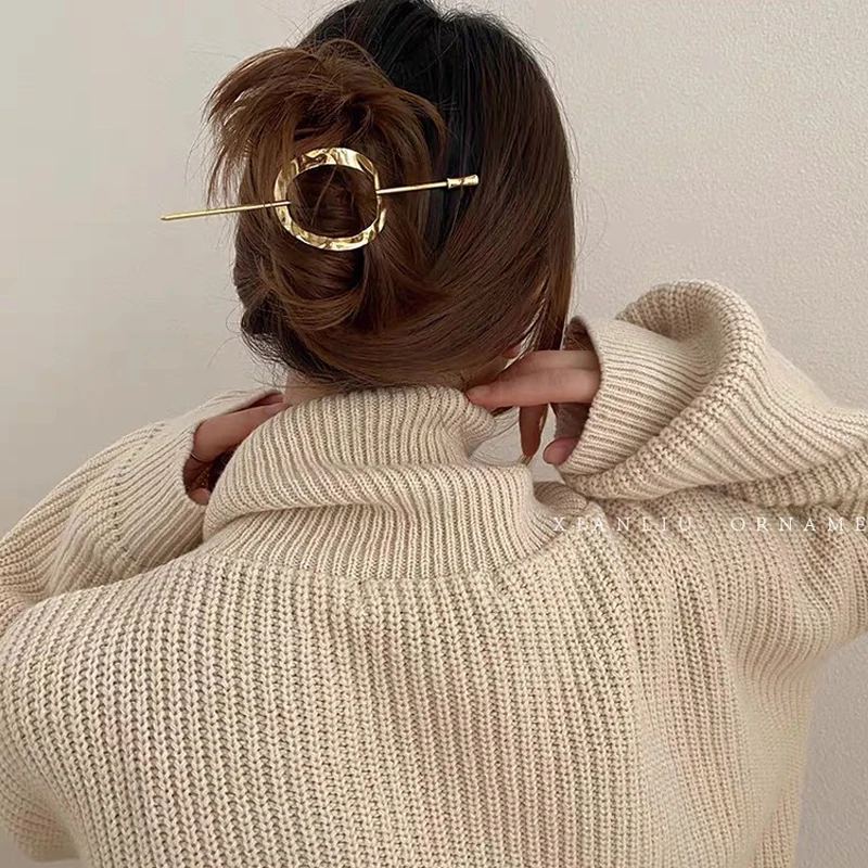 

Gold Silver Color Fashion Geometric Hair Sticks For Women Pearl Pendant Hair Clips Girls Korea Jewelry Circel Hairpins Headwear