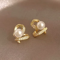 korean style zircon irregular heart pearl ear studs for women butterfly heart geometric exquisite pearl earrings jewelry gifts