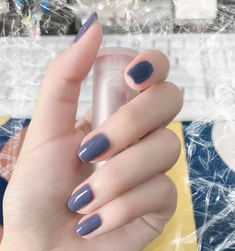 

24 шт Серый Фиолетовый накладки для ногтей сладкий стиль съемный короткий абзац Маникюр сохранить съемный короткий абзац 24 шт ногти АРТ нако...