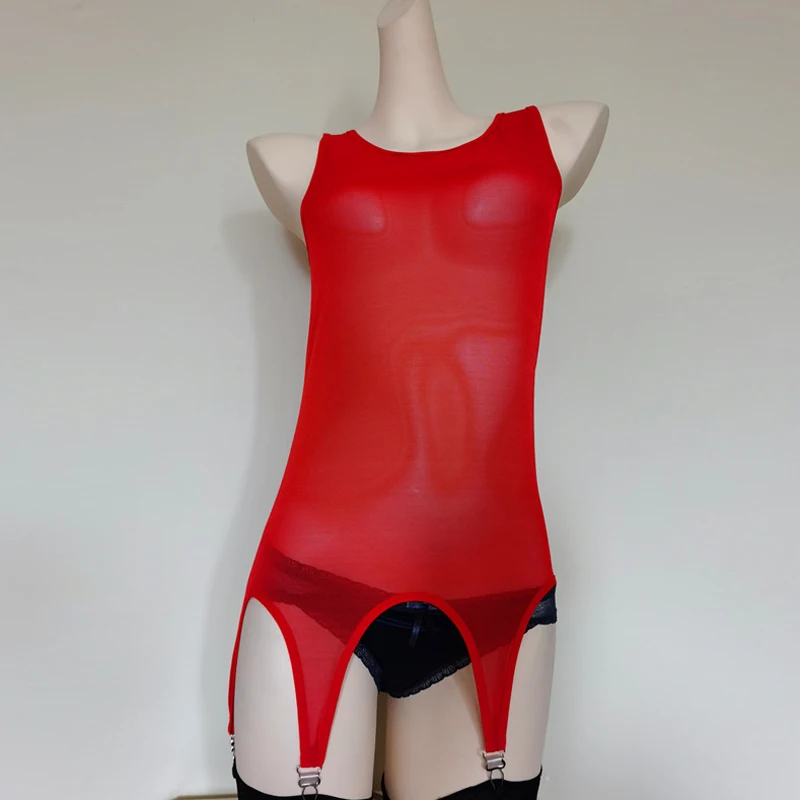 Sexy Women Vest Bodysuit Garter Belt for Stockings Metal Buckles 4 Straps Suspender Elastic Belt Garters Night Club Underwear