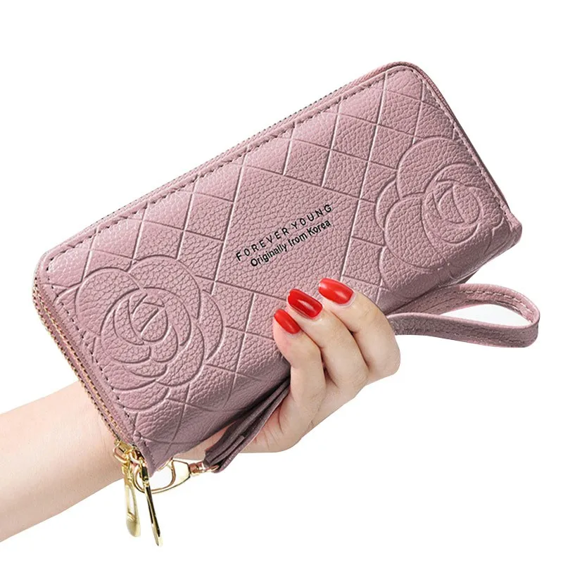 

Large Women Wallets Phone Purses Long Wallet Fashion Quality Leather Card Holder Wallet For Women Clutch Double Zipper Wallets
